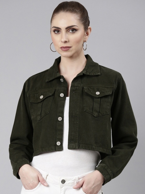 SHOWOFF Windcheater Crop Oversized Denim Jacket