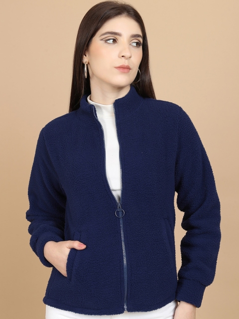 Tokyo Talkies Navy Blue Textured Tailored Jacket