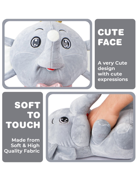 zest 4 toyz Kids Grey Elephant Crown Soft Toy - Image 5