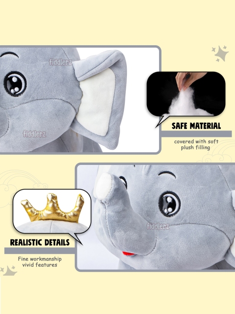zest 4 toyz Kids Grey Elephant Crown Soft Toy - Image 6