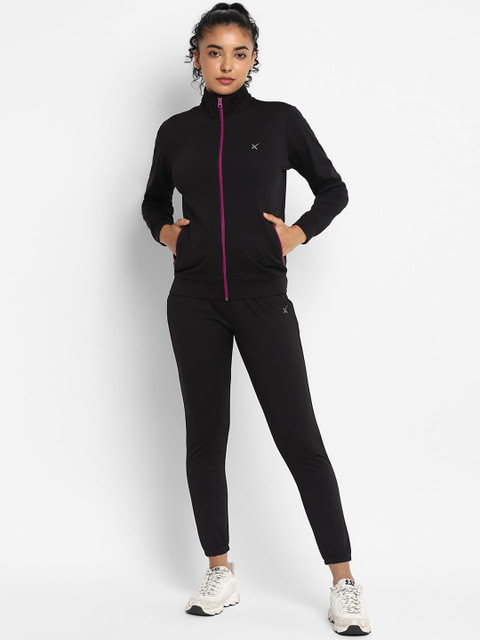 HRX by Hrithik Roshan Black Stand Collar Sweatshirt & Joggers