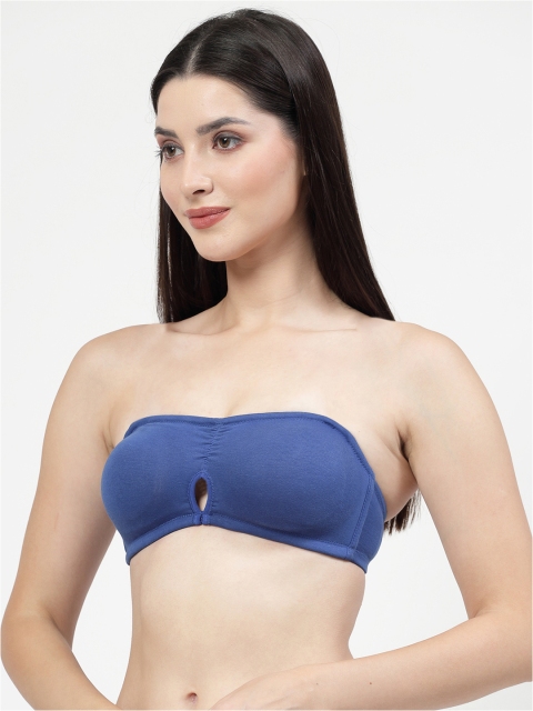 DressBerry Blue Medium Coverage Anti Microbial Bandeau Bra