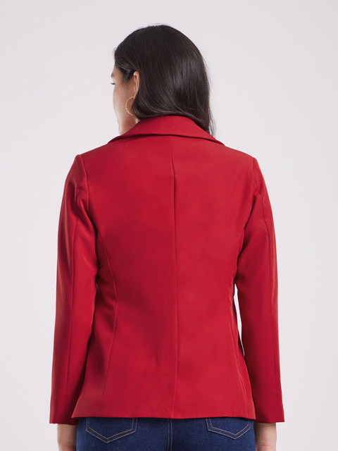 FableStreet Notched Lapel Single Breasted Cheery Red Blazer - Image 4