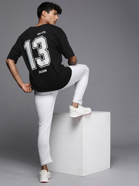 HRX by Hrithik Roshan Men Printed Drop-Shoulder Sleeves Pure Cotton Oversized T-shirt