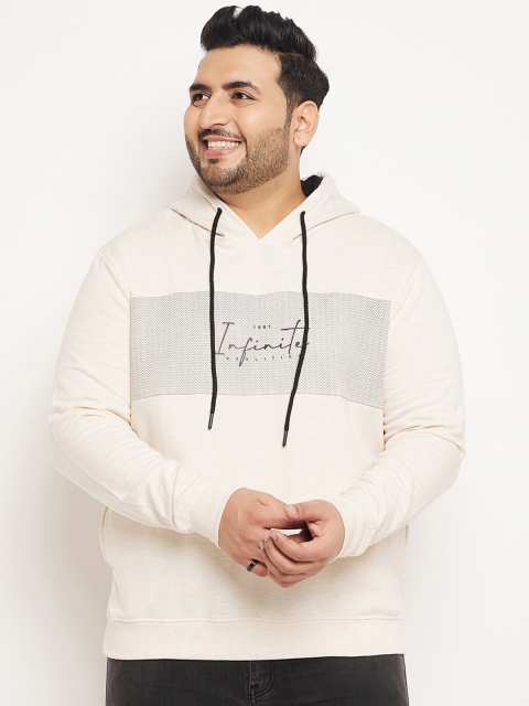 AUSTIVO Plus Size Typography Printed Hooded Fleece Pullover