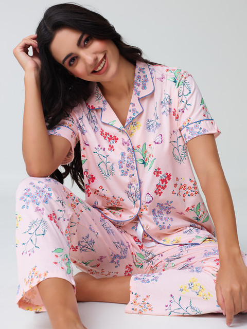 I like me Floral Printed Pure Cotton Night suit