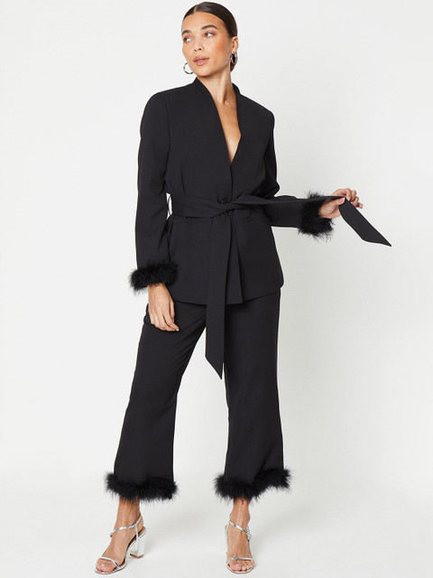 DOROTHY PERKINS Petite Faux Feather Blazer With Shoulder Pads - Image 3