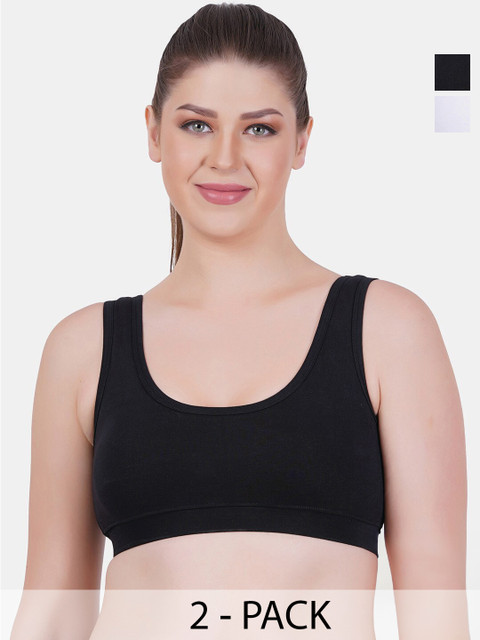 Reveira Pack Of 2 Plus Size Medium Coverage Dry Fit Workout Bra With All Day Comfort