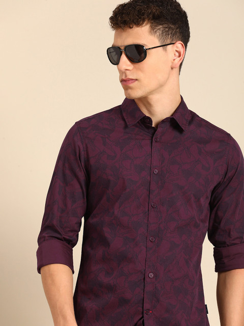 Being Human Slim Fit Geometric Printed Pure Cotton Casual Shirt