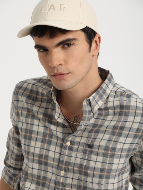 THE BEAR HOUSE Checked Slim Fit Pure Cotton Shirt - Image 6