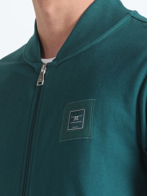 Flying Machine Mock Collar Pure Cotton Front-Open Sweatshirt - Image 2