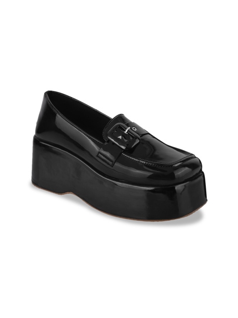 Shoetopia Square Toe Buckle Detail Flatform Pumps - Image 2