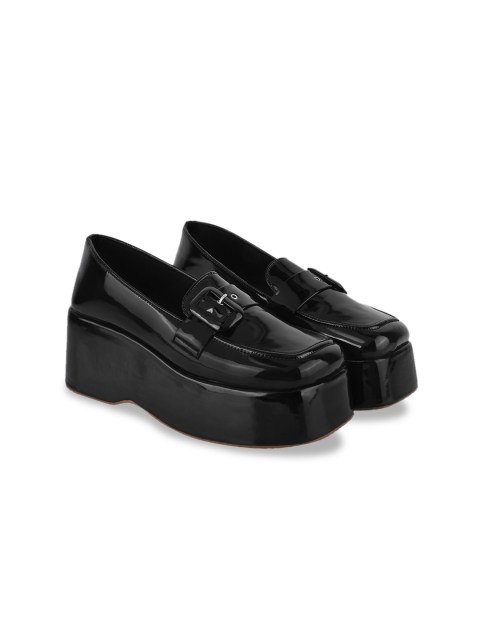 Shoetopia Square Toe Buckle Detail Flatform Pumps - Image 7