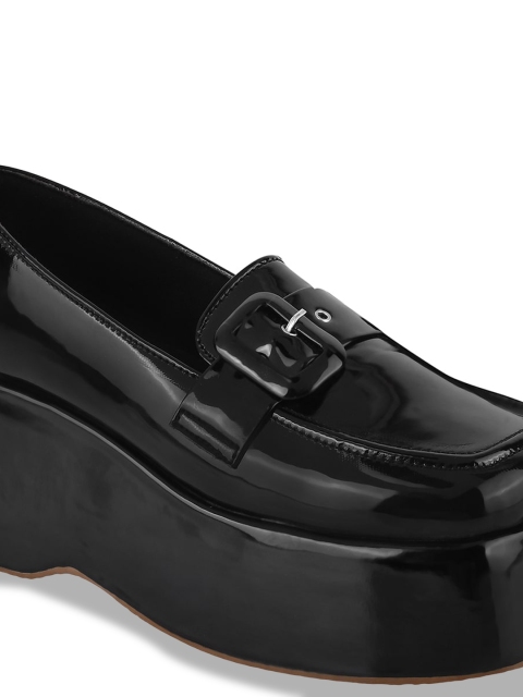 Shoetopia Square Toe Buckle Detail Flatform Pumps - Image 6