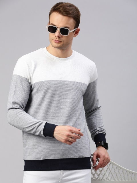 KOFFY Colourblocked Ribbed Cotton Pullover Sweatshirt