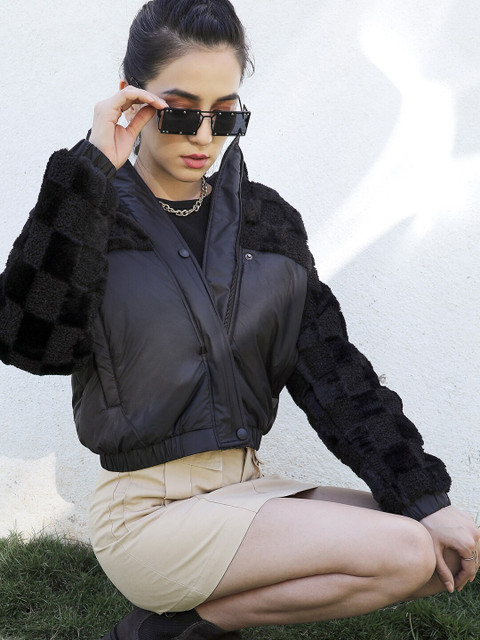 Campus Sutra Black Windcheater Bomber Jacket - Image 6