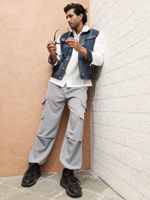Campus Sutra Colourblocked Windcheater Denim Jacket - Image 5