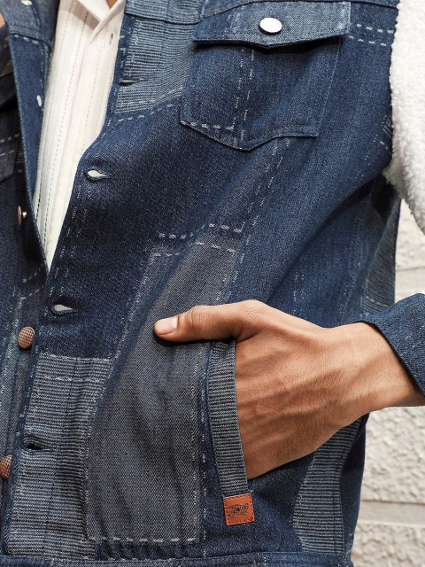 Campus Sutra Colourblocked Windcheater Denim Jacket - Image 7