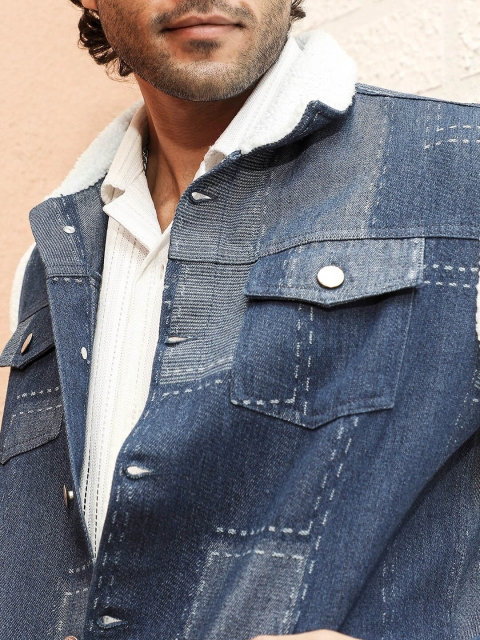 Campus Sutra Colourblocked Windcheater Denim Jacket - Image 2