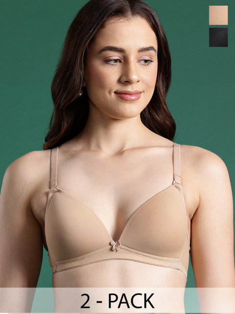 DressBerry Set of 2 T-Shirt Bra - Full Coverage Lightly Padded DB-BRA-8007-8018-2-32B
