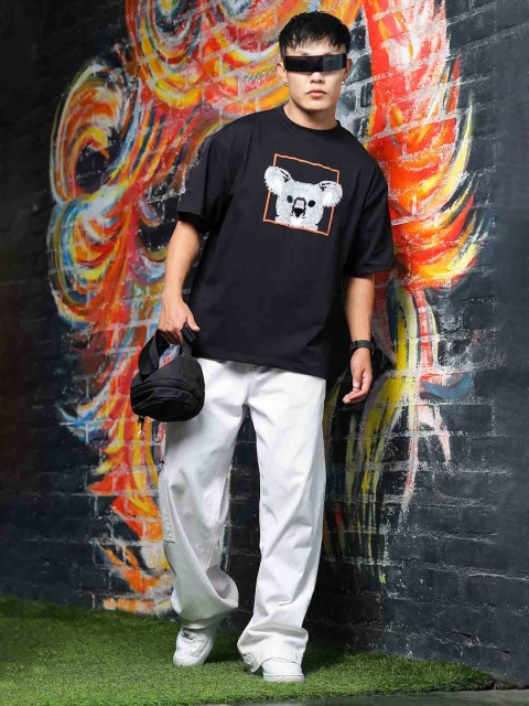 House of Koala Graphic Printed Drop Shoulder Oversized T-Shirt - Image 2