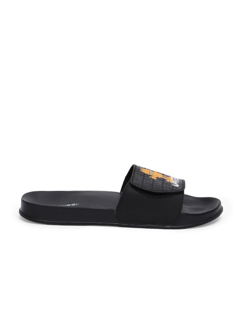 Bewakoof Men Black & Orange Whatever Garfield Printed Sliders - Image 4