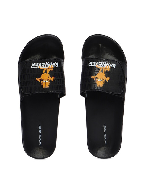 Bewakoof Men Black & Orange Whatever Garfield Printed Sliders - Image 7