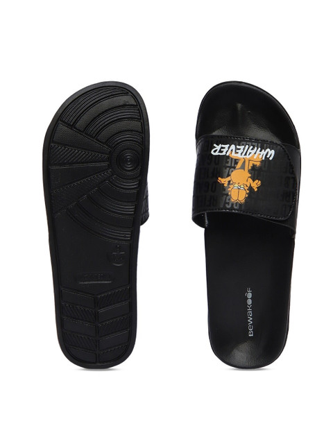 Bewakoof Men Black & Orange Whatever Garfield Printed Sliders - Image 5