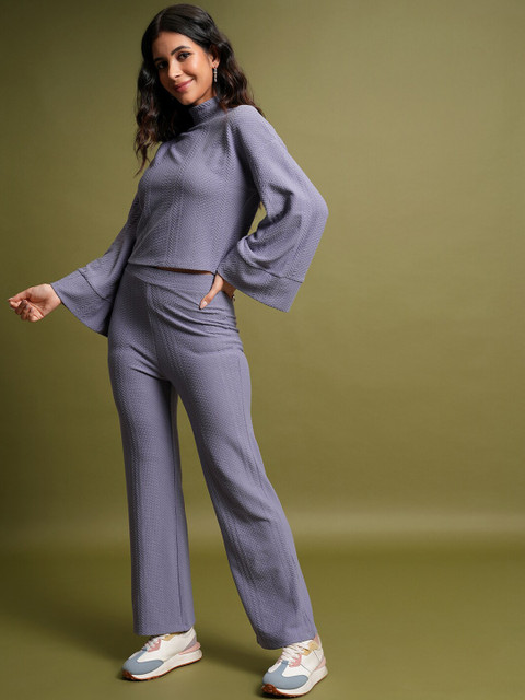 Tokyo Talkies High Neck Crop Top With Bootcut Trousers