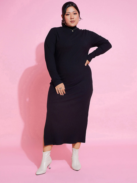 SASSAFRAS Curve Plus Size Bodycon Midi Dress