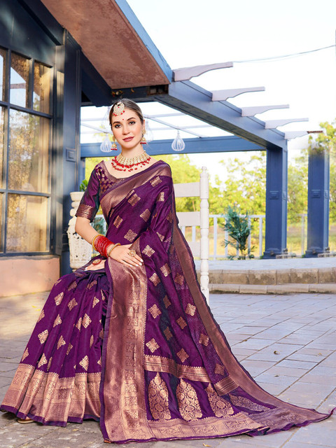 Anouk Ethnic Motifs Woven Design Banarasi Saree - Image 3