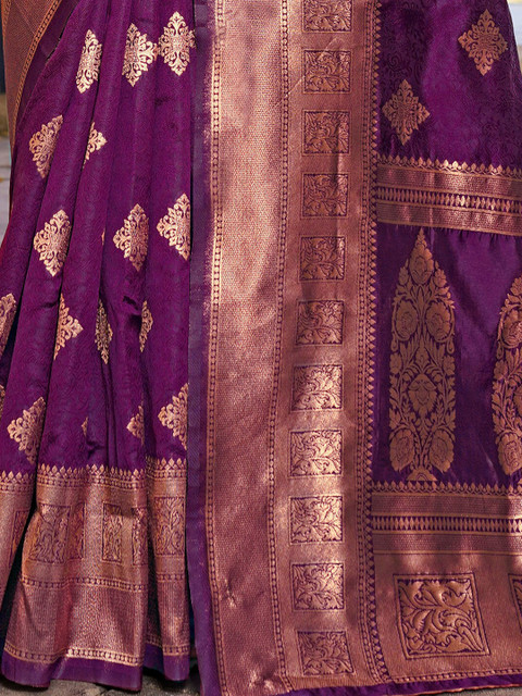 Anouk Ethnic Motifs Woven Design Banarasi Saree - Image 5