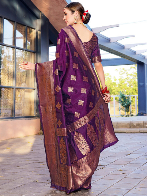 Anouk Ethnic Motifs Woven Design Banarasi Saree - Image 2