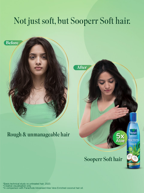 Parachute Set of 3 Aloe Vera Gold Enriched Coconut Hair Oil with 5x Aloe - 225 ml Each - Image 4
