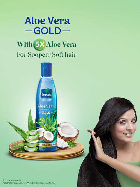 Parachute Set of 3 Aloe Vera Gold Enriched Coconut Hair Oil with 5x Aloe - 225 ml Each - Image 6