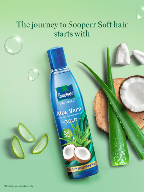 Parachute Set of 3 Aloe Vera Gold Enriched Coconut Hair Oil with 5x Aloe - 225 ml Each - Image 8