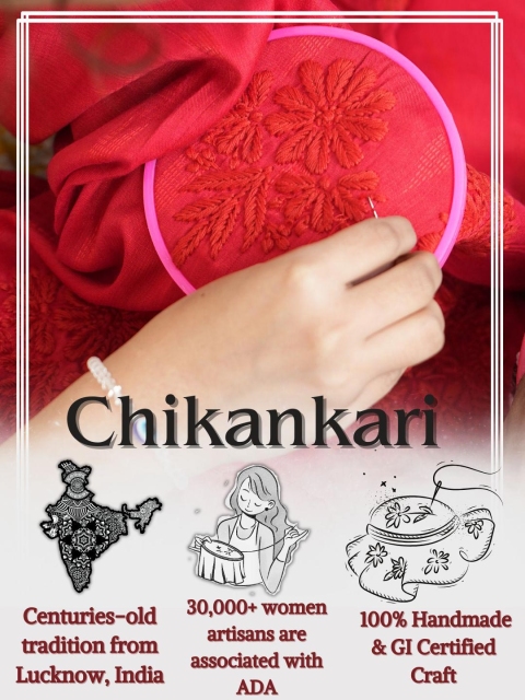 ADA Ethnic Motifs Chikankari Embroidered Thread Work Pure Cotton Thread Work Kurti - Image 7
