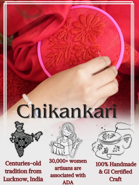 ADA Ethnic Motifs Chikankari Embroidered Thread Work Pure Cotton Thread Work Kurti - Image 7