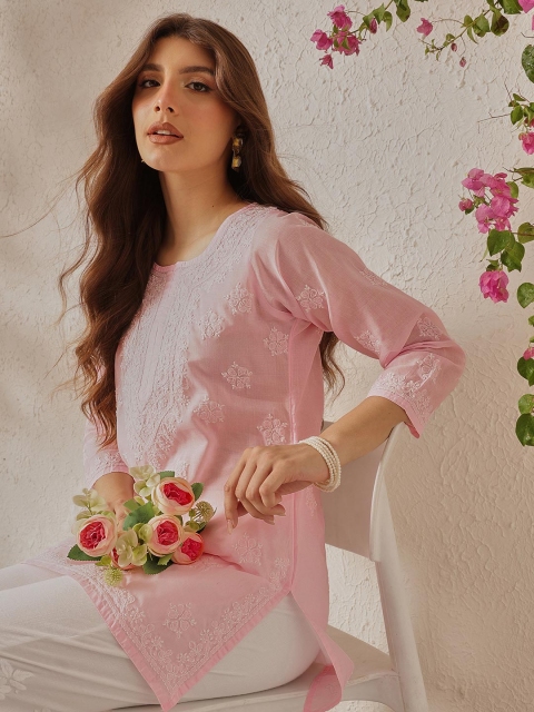 ADA Ethnic Motifs Chikankari Embroidered Thread Work Pure Cotton Thread Work Kurti - Image 6