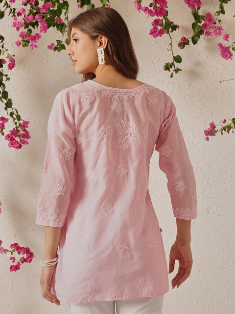 ADA Ethnic Motifs Chikankari Embroidered Thread Work Pure Cotton Thread Work Kurti - Image 4
