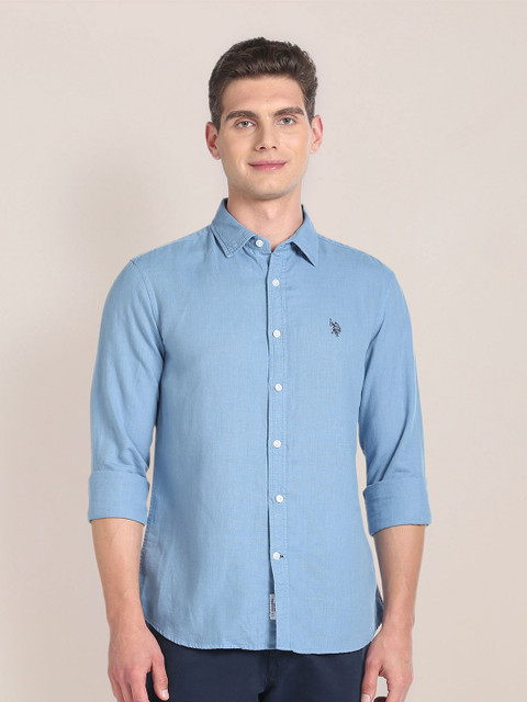 U.S. Polo Assn. Tailored Fit Cotton Linen Casual Shirt