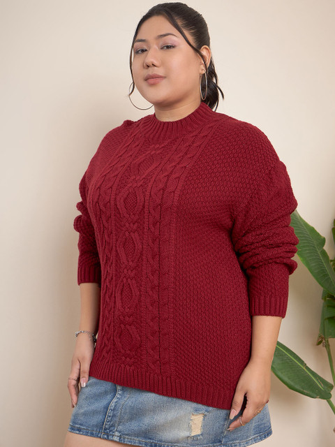 CURVY STREET Plus Size Ribbed Turtle Neck Pure Acrylic Pullover - Image 3