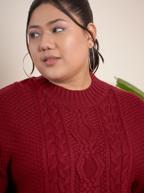 CURVY STREET Plus Size Ribbed Turtle Neck Pure Acrylic Pullover - Image 2