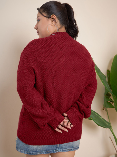 CURVY STREET Plus Size Ribbed Turtle Neck Pure Acrylic Pullover - Image 4