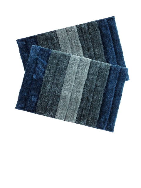 LUXEHOME INTERNATIONAL Green & Grey 2 Pieces Striped Anti-Skid Doormats - Image 2