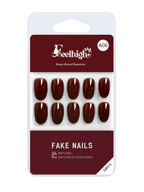 FEELHIGH 24-Pcs Long Lasting Reusable Artificial Fake Nail Set - A06