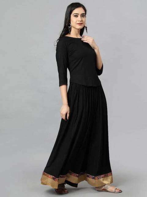 Mera Rang Solid Round Neck Top - Image 3