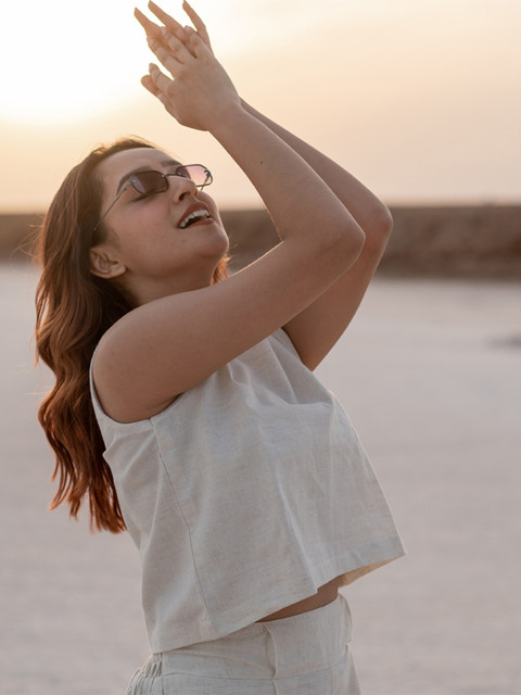 Babli Round Neck Pure Cotton Top With Palazzo Co-Ords