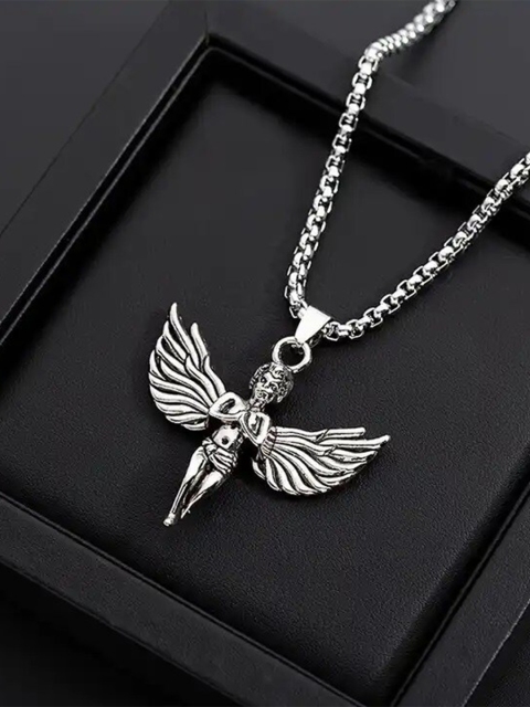 MEENAZ Silver-Plated Evil Eye Charm Pendant With Chain