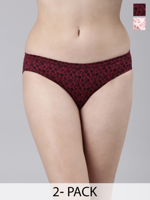 FASO Pack of 2 Floral Printed Pure Organic Cotton Bikini Briefs